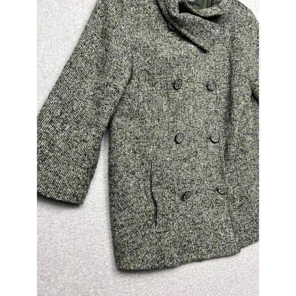 Talbots Tweed Wool Blend Double Breasted Cropped Sleeve Jacket Womens 4 Green - Picture 4 of 12
